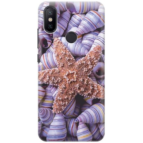 фото Re:pa накладка transparent для xiaomi mi 6x / mi a2 с принтом "сиреневые ракушки"