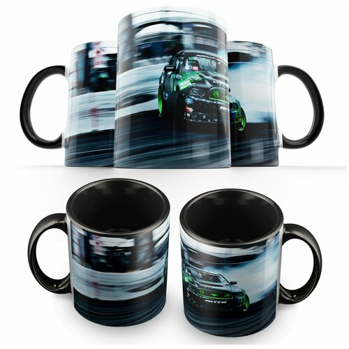 фото Кружка черная дрифт спорт(гонка, спортивная, спортивное, машины) -3 creative mug