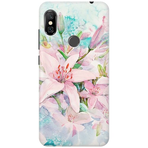 фото Re:paчехол - накладка artcolor для xiaomi redmi note 6 pro с принтом "нежные розовые цветы"