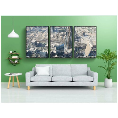 фото Набор модулных постеров для интерьера "дубай, аэрофотосъемка, небоскребы" 60x90 см. в тубусе, без рамки lotsprints