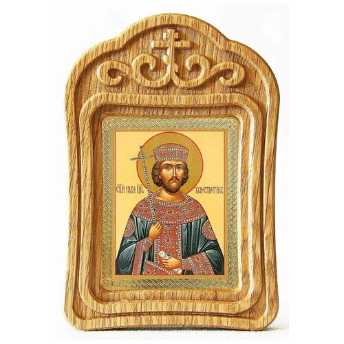 Равноапостольный Константин Великий, икона в резной рамке