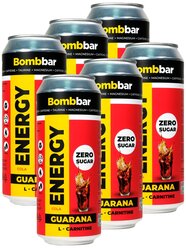Энергетик напиток без сахара с Л-карнитином BOMBBAR ENERGY (Кола) 6шт по 500мл / С гуараной