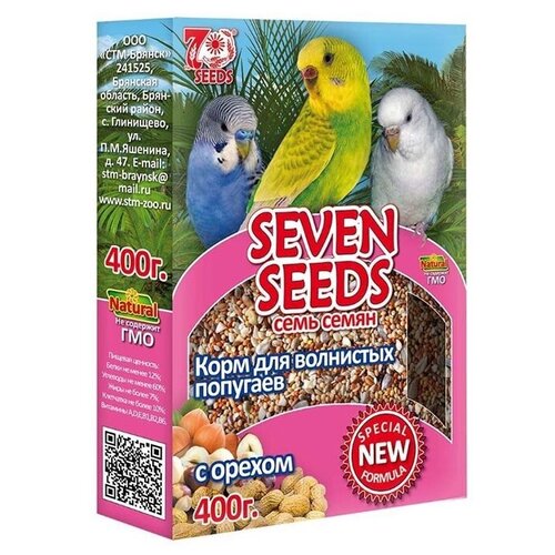 Seven Seeds Корм Seven Seeds Special для волнистых попугаев, с орехом, 400 г