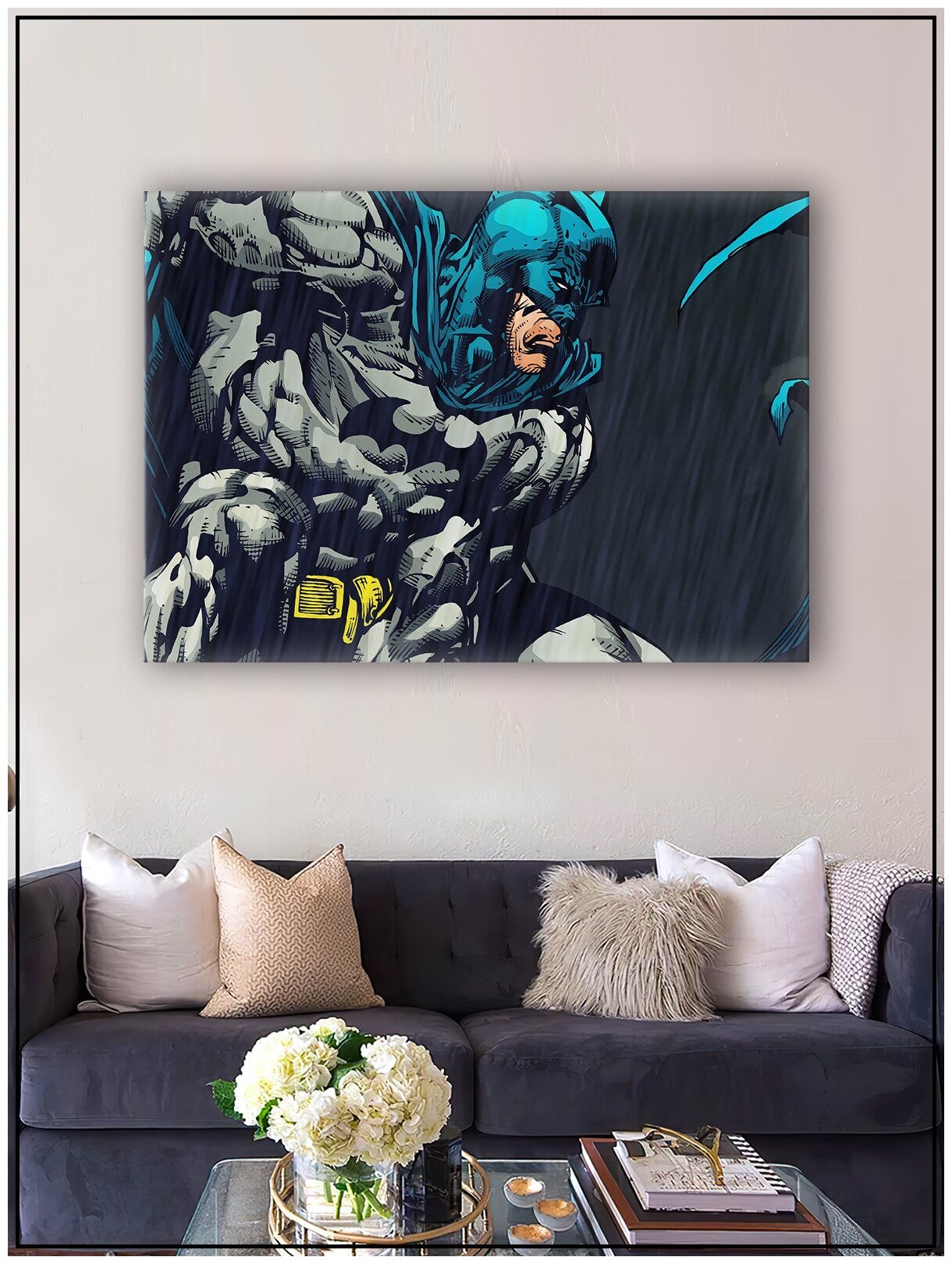 Картина для интерьера на натуральном хлопковом холсте "Бэтмен", 30*40см, холст на подрамнике, картина в подарок для дома