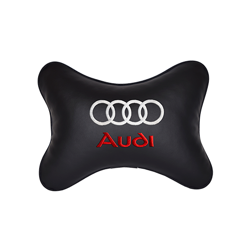 фото Подушка на подголовник экокожа black с логотипом автомобиля audi vital technologies