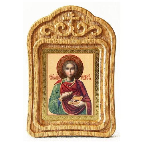 Великомученик и целитель Пантелеимон (лик № 006), икона в резной деревянной рамке великомученик и целитель пантелеимон лик 061 икона в деревянной рамке 8 9 5 см