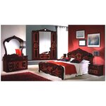 Спальный гарнитур Диа Роза цвет: могано глянец(кровать 180х200, шкаф 4дв, тумбочки 2шт, комод с зеркалом) - изображение