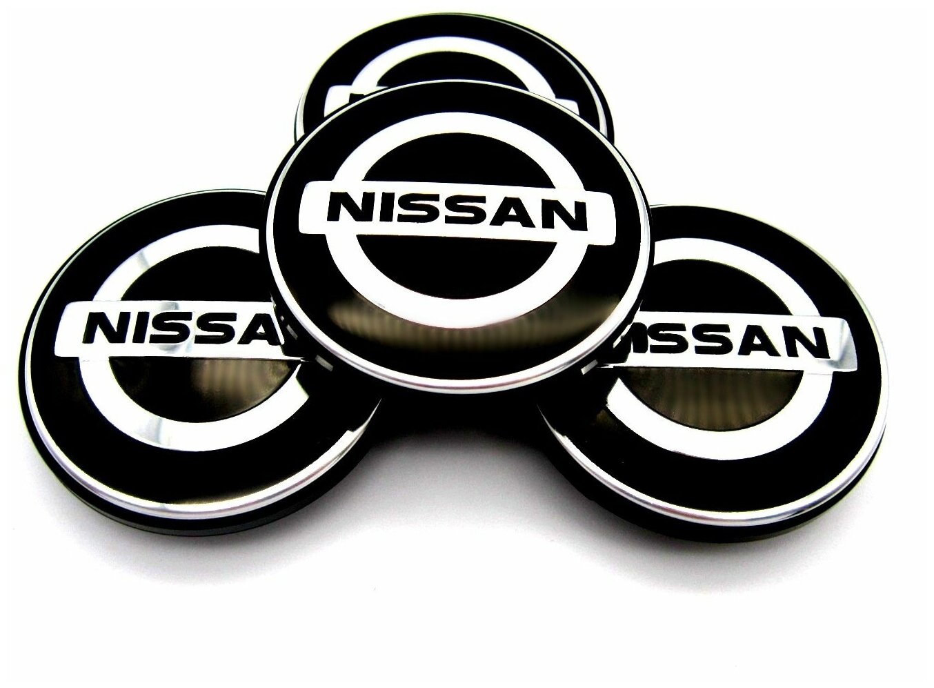 Колпачки заглушки на литые диски КиК Ниссан черный 62/55/10 комплект 4 шт.