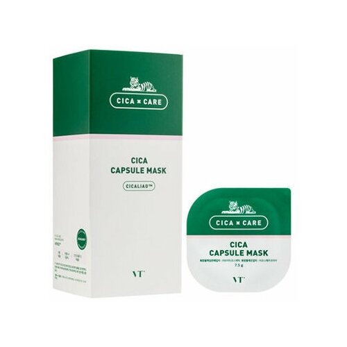 фото Успокаивающая глиняная маска с центеллой vt cosmetics cica capsule mask 7,5ml х 10шт