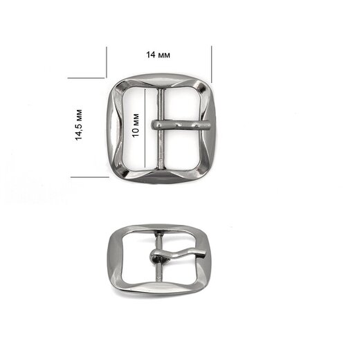 Пряжка металлическая TBY.1667 14х14,5мм, внутр. размер 10мм цв. т. никель уп. 20шт