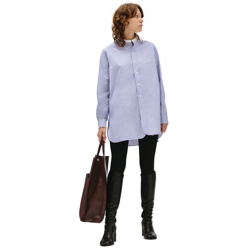 фото Maison margiela рубашка в полоску с вышивкой 41