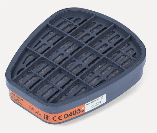 Изображение товара Фильтр противогазовый UNIX 502 марки A2 (1уп/2шт) для масок UNIX, Маг 2, защита органические газы и пары растворителей