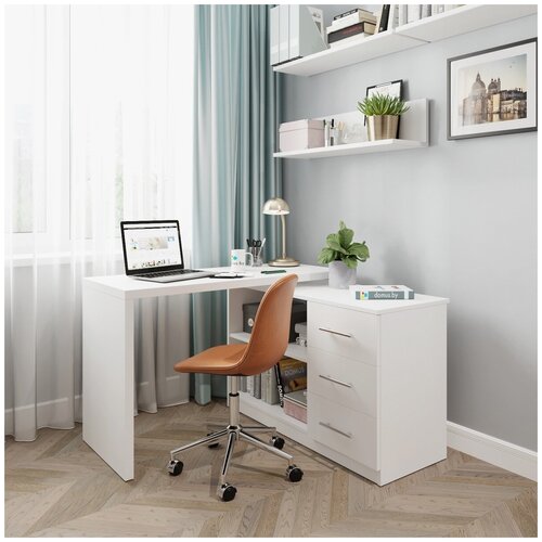 Угловой поворотный стол домус СТР04 белый (120х50 см)