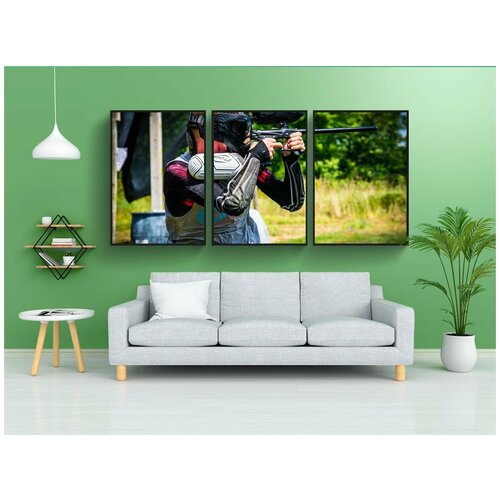 фото Набор модулных постеров для интерьера "пейнтбол, стрельба, игрок" 60x90 см. в тубусе, без рамки lotsprints