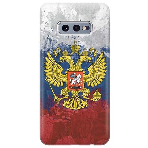 фото Ультратонкий силиконовый чехол-накладка для samsung galaxy s10e с принтом "герб и флаг рф" gosso