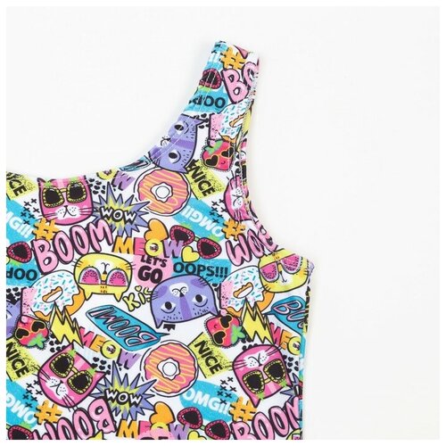 фото Купальник слитный для девочки, цвет сиреневый/кошки, рост 110 см котмаркот