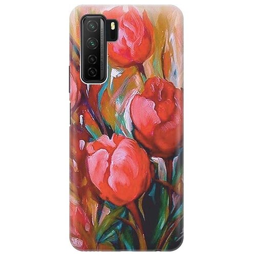 фото Ультратонкий силиконовый чехол-накладка для huawei nova 7 se / honor 30s с принтом "тюльпаны" gosso