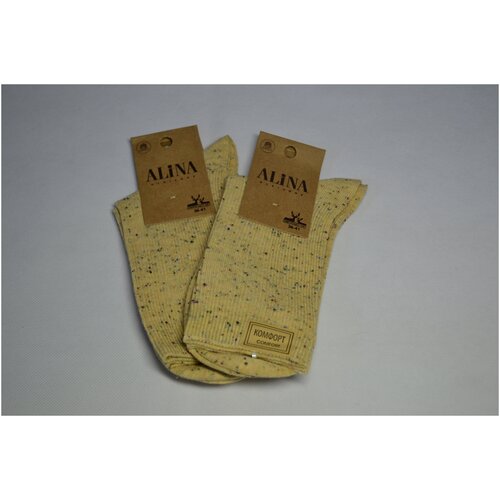 Носки Alina, 2 пары, размер 36-41, горчичный женские носки с принтом набор 10 пар разноцветные без шва универсальный размер 36 41