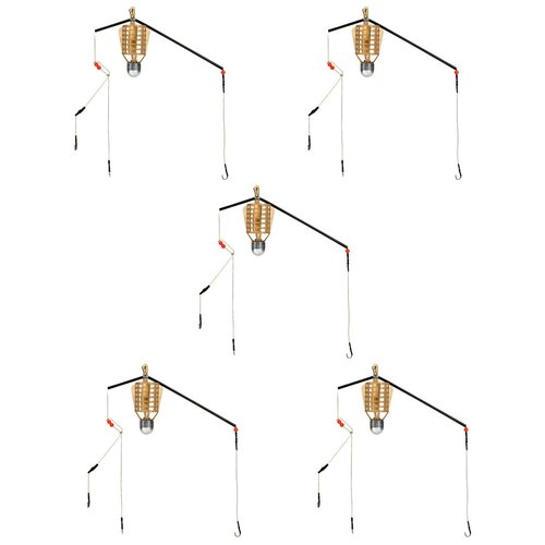 Снасть пуля в сборе 100г / Фидерный оснащенный монтаж, Набор - 5 шт.