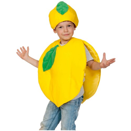 фото Костюм лимон желтый детский карнавалофф 98-128 см (накидка, маска- шапочка) карнавалoff