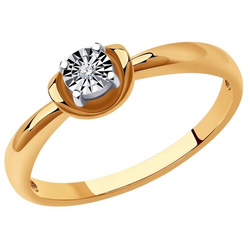 Кольцо SOKOLOV, комбинированное золото, 585 проба, бриллиант, размер 18 кольцо из золота с бриллиантом 11 01440 1000 размер 17 мм