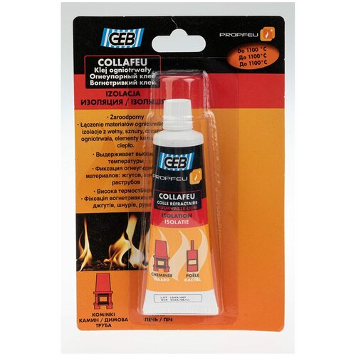 Огнеупорный клей-герметик Geb Collafeu для фиксации волокнистого материала, 50 мл, до +1100°С