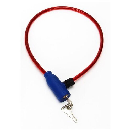 фото Замок велосипедный тросовый, противоугонный, металл, пвх, пластик, 7x600 мм, цвет: красный, синий vetta