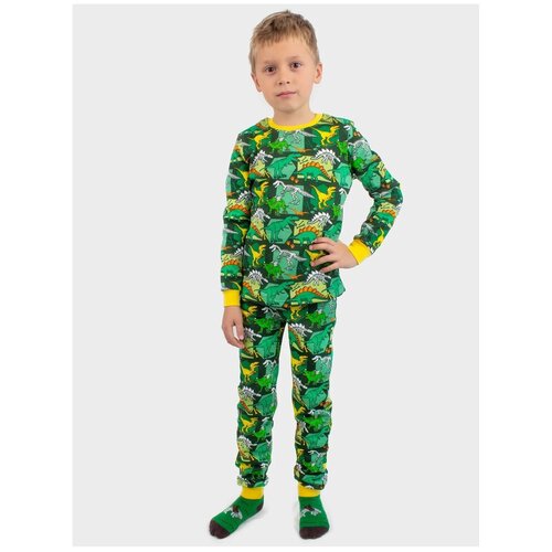 7074-201 Пижама для мальчика (104-56(28); зеленый/ динозавры (4101)) TREND зеленого цвета