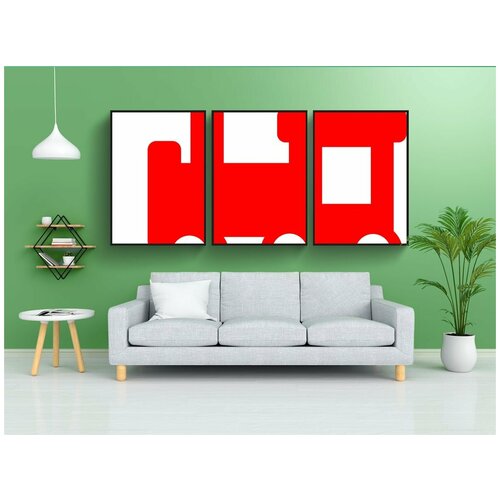 фото Набор модулных постеров для интерьера "тренироваться, паровоз, пар" 60x90 см. в тубусе, без рамки lotsprints