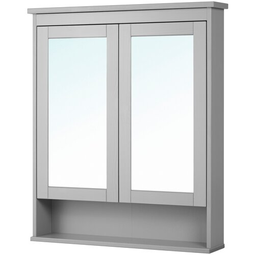 Шкаф-зеркало для ванной икеа хемнэс, (ШхГхВ): 83х16х98 см, серый