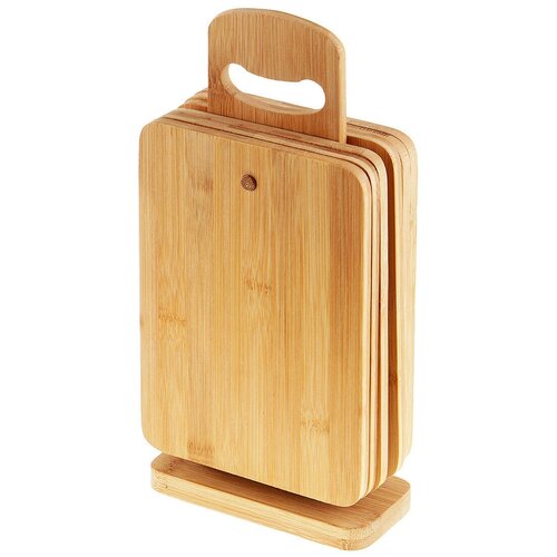 Набор разделочных деревянных досок 22 х 15 см 6 штук на подставке в блистере