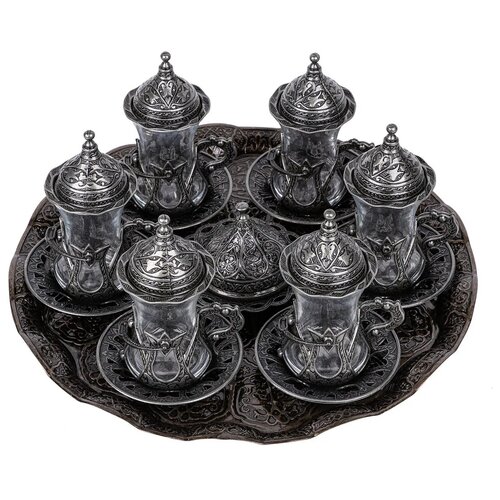 Армуды набор чайный Турецкий Серый (6 персон)