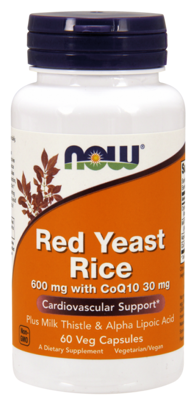 Капсулы NOW Red Yeast Rice 600 мг + Q10 30 мг, 60 шт.