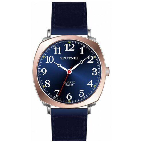 фото Мужские наручные часы спутник м-858450 н-6 (синий)кож. рем