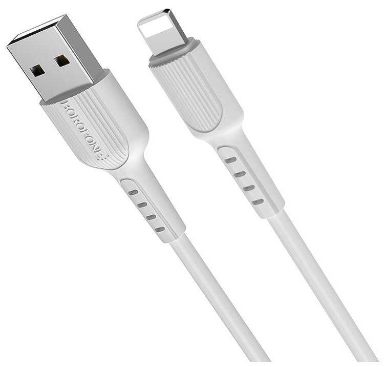 USB кабель BOROFONE BX16 Easy Lightning 8-pin, 1м, PVC (белый)
