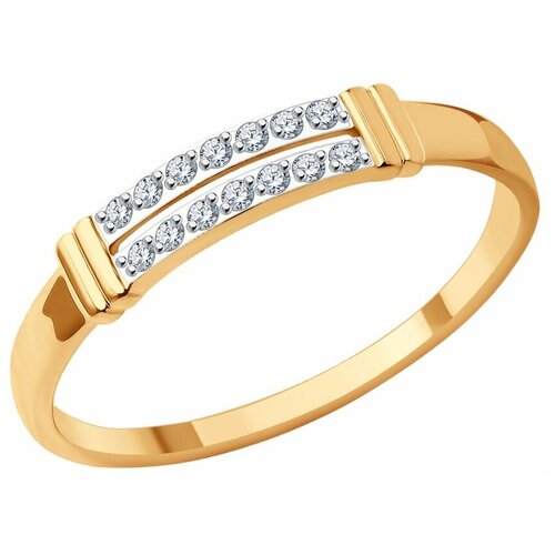 Кольцо Diamant красное золото, 585 проба, фианит, размер 16