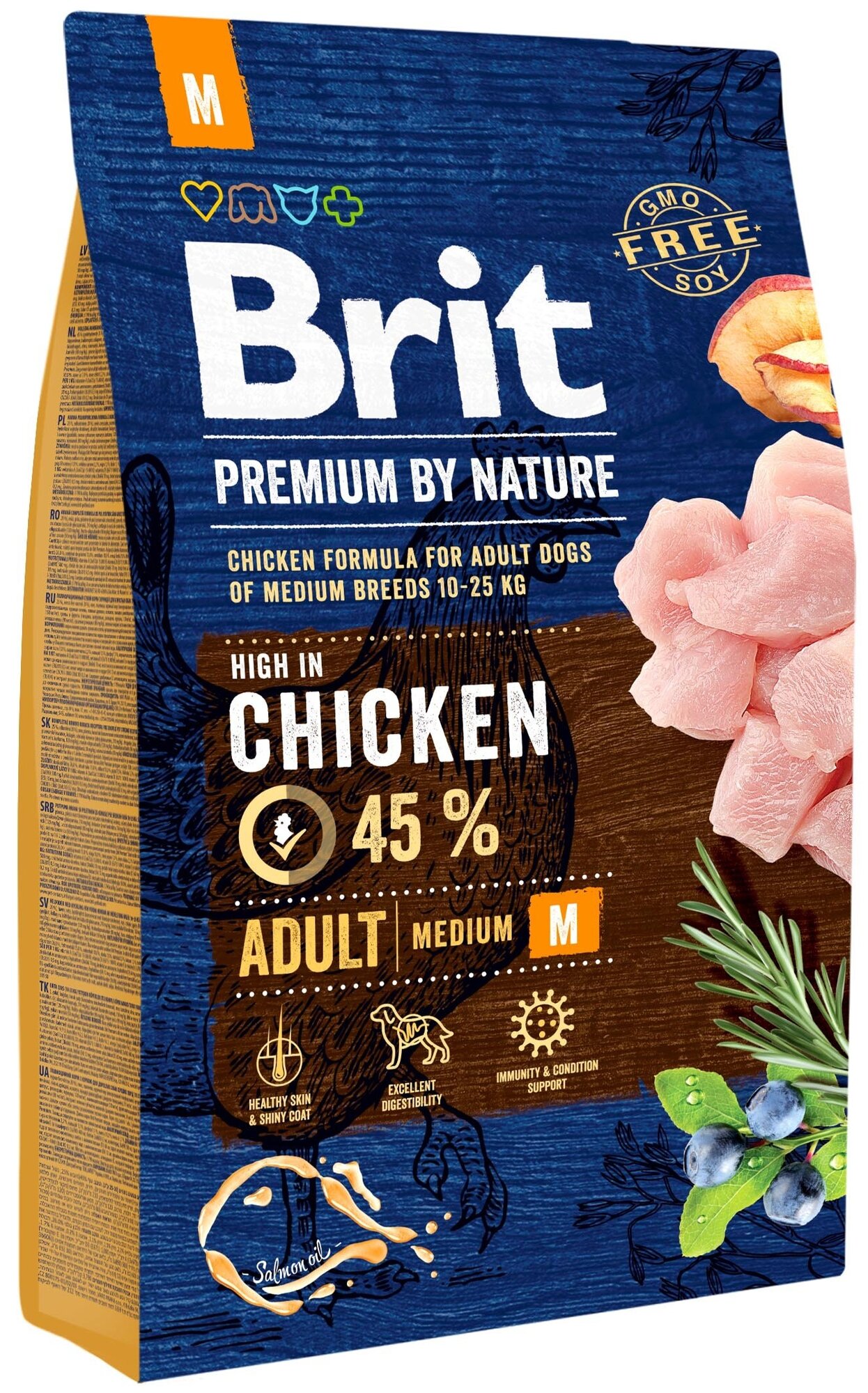 Сухой корм Brit Premium для взрослых собак средних пород, курица, 1кг - фото №2