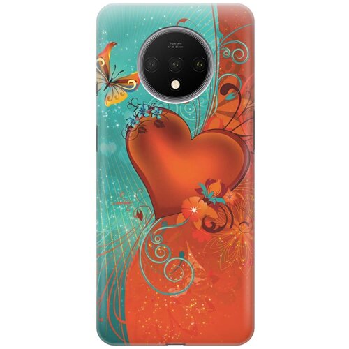 фото Gosso ультратонкий силиконовый чехол-накладка для oneplus 7t с принтом "сердце и бабочка"