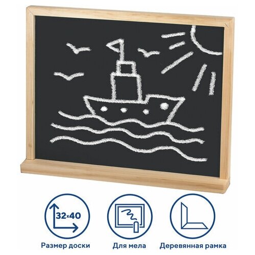 Доска для мела настольная/настенная (32х40 см), комплект 7 шт., с мелком и губкой, черная, пифагор, 235498