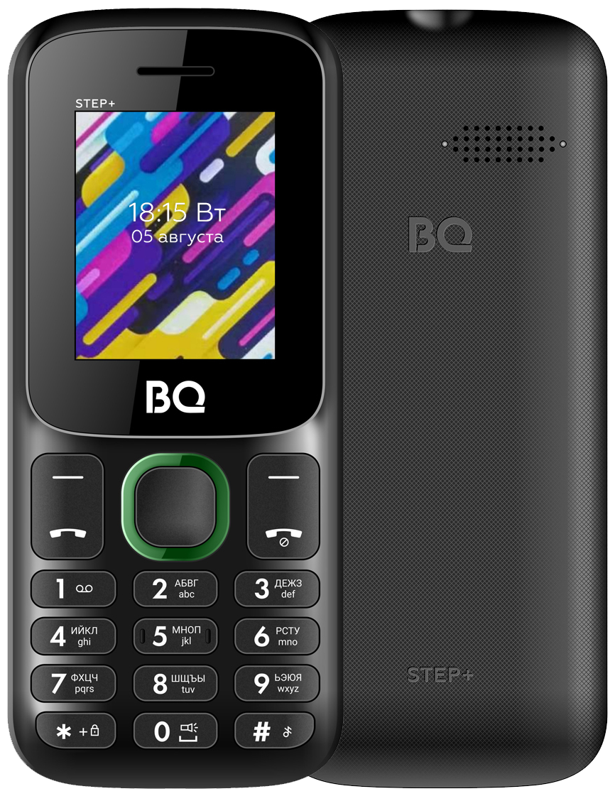 Телефон BQ 1848 Step+, черный / зеленый