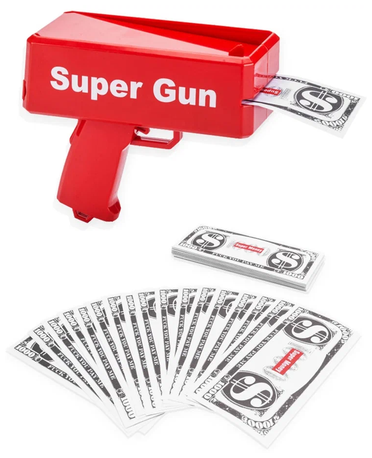 Денежный пистолет Деньгомет Бабломет, Super Gun / Money Gun, стреляет деньгами / подарок на 23 февраля мужчине, мальчикам в школу, сыну, коллеге, другу, любимому, мужу, парню - фотография № 2