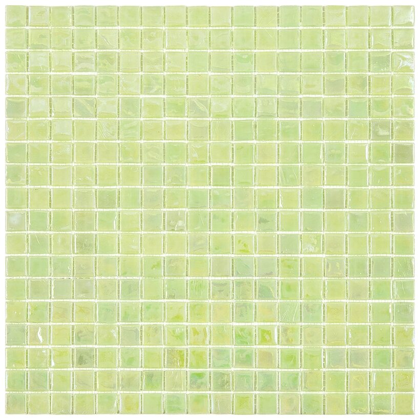 Мозаика одноцветная чип 15 стекло Alma NN84 зеленый светлый квадрат глянцевый перламутр