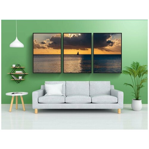 фото Набор модулных постеров для интерьера "закат над океаном, атлантический океан, барбадос" 60x90 см. в тубусе, без рамки lotsprints