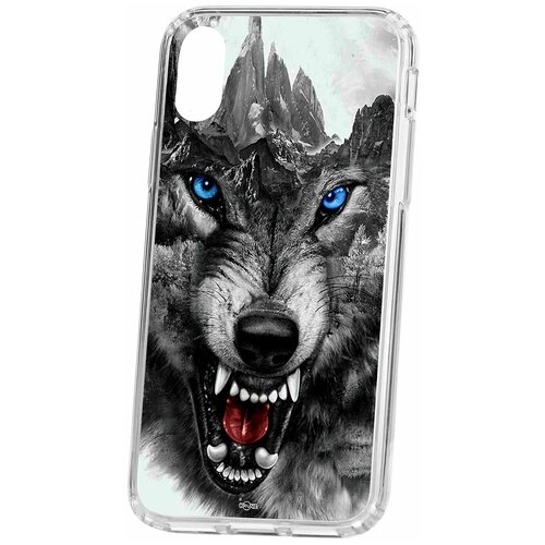 фото Чехол для apple iphone x / xs kruche print волк / чехол для apple iphone / чехол с рисунком / чехол с принтом / чехол для айфон / бампер на айфон / чехол накладка для iphone / противоударная накладка для iphone / защита для iphone / защита на айфон / cиликоновый чехол для iphone / пластиковый чехол на iphone / защитный чехол для iphone кruче