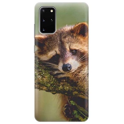 фото Ультратонкий силиконовый чехол-накладка для samsung galaxy s20+ с принтом "задумчивый енот" gosso
