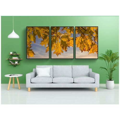 фото Набор модулных постеров для интерьера "листья, осень, дерево" 60x90 см. в тубусе, без рамки lotsprints