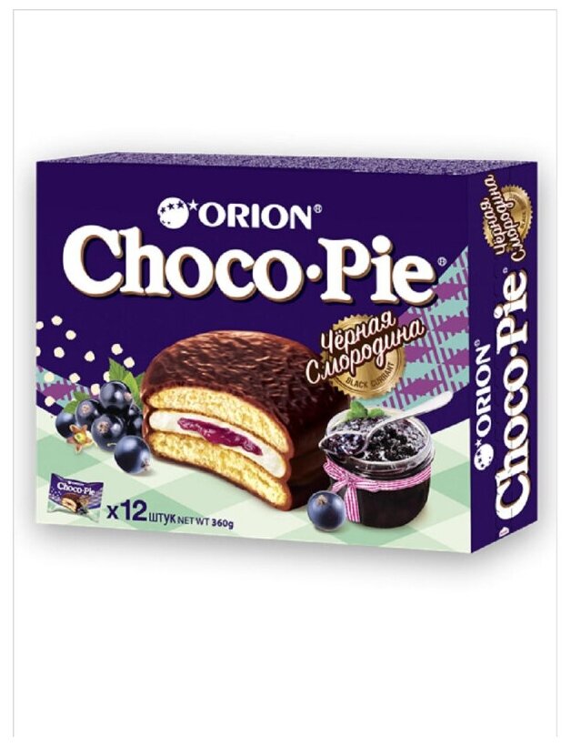 Пирожное в глазури Orion Choco Pie BLACK CURRANT, 12шт/1уп