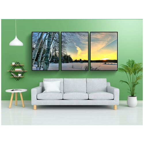фото Набор модулных постеров для интерьера "пейзаж, зима, природа" 60x90 см. в тубусе, без рамки lotsprints