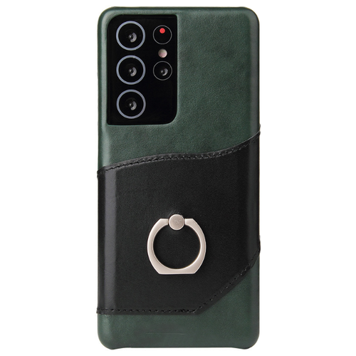 фото Чехол-бампер-накладка mypads premium на samsung galaxy s21+ plus (sm-g996) роскошная премиальная задняя пластиковая панель-крышка обтянутая качественной импортной натуральной кожей теленка черная.