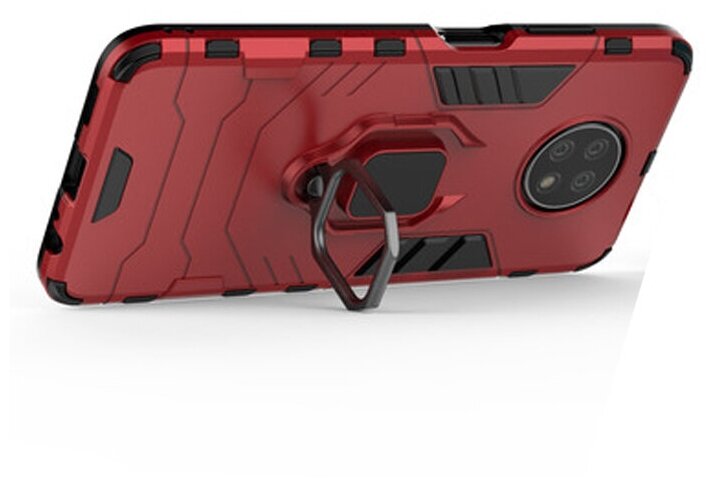 Противоударный чехол с кольцом Panther Case для Xiaomi Redmi Note 9 5G красный